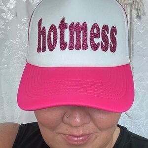 Pink and White 'Hot Mess' Trucker Hat